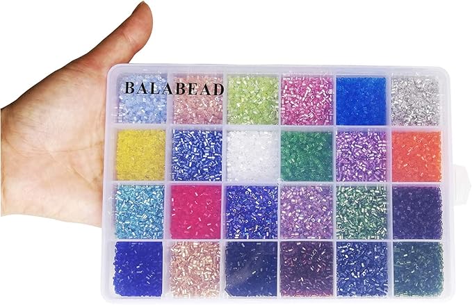 10/0 Glass Hexagon Seed Beads with Beading Needles About 21600pcs in Box , Seed Beads for Jewelry Making, Hexagon 2 X 2.2mm(900pcs/Color, 24 Colors)