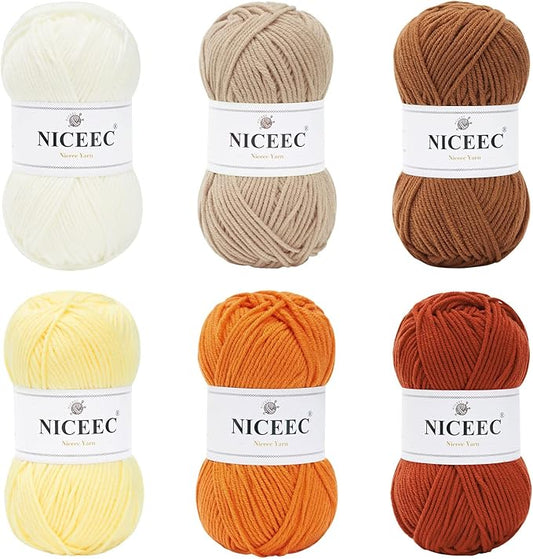 NICEEC 300g Soft Assorted Colors Yarn - Sport Weight,100% Acrylic, 4 Ply, Bonbons Yarn for Crochet & Knit, DIY Project Starter Kit for Kids or Adults(Total 870yds) - Series 8