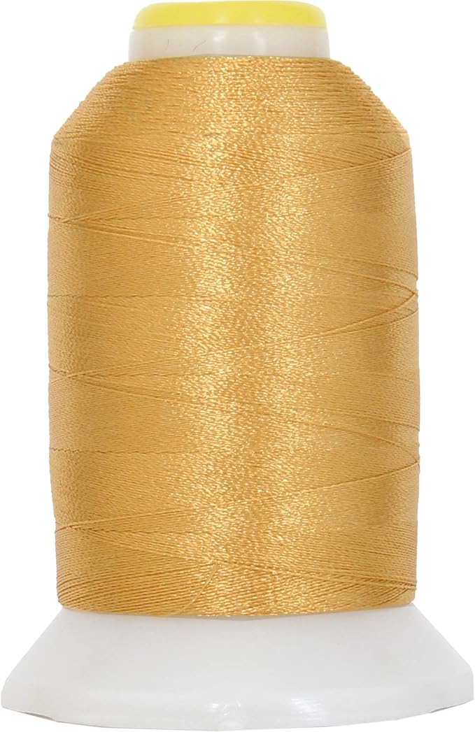Threadart 60 Weight Micro Embroidery Thread | Fine Line Lettering & Bobbin Thread | 1000m Spools - 30 Colors Available - Old Gold