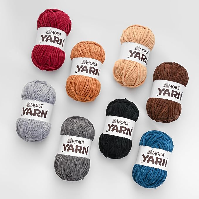3 Pack Fluffy Chenille Yarn for Crocheting, Chunky Velvet Yarn for Crochet Amigurumi, Baby Yarn for Crocheting Soft Blanket, 262.4yds/10.5oz Bulky Yarns for Crafts/Hats/Shoes/Socks (3 Christmas Green)