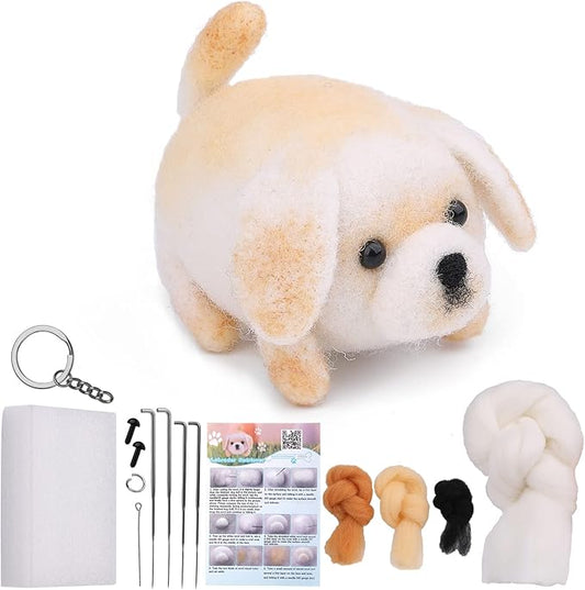 QMNNMA Needle Felting Kit for Beginners, DIY Wool Felt Materials Set, Animals Needle Felting Supplies and Instruction for Needle Felting Craft Project and DIY Handmade