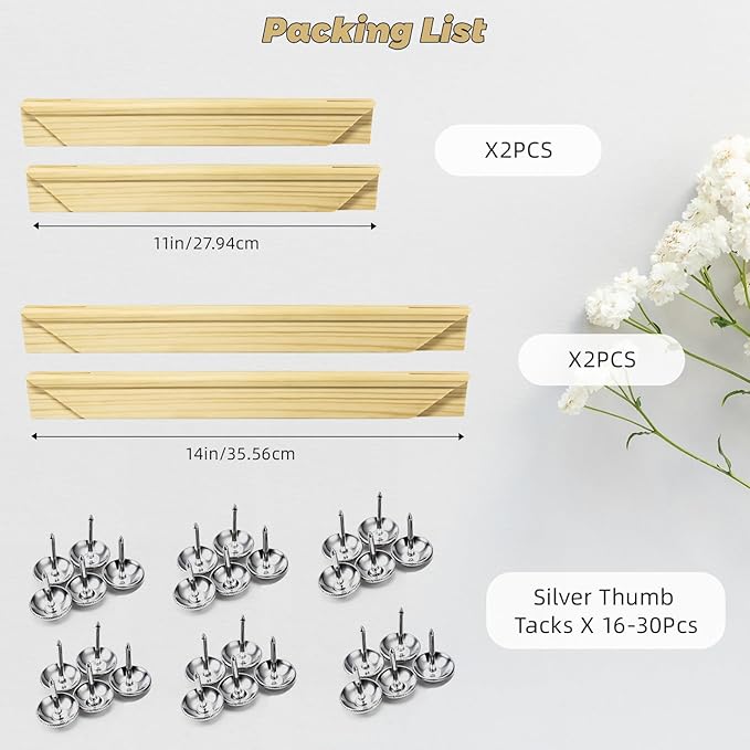 11x14 inch Stretcher Bars for Canvas Painting, Premium Wooden Frame Strips, Easy to Assemble Canvas Frame Kit, Ready-to-Hang Gallery Wall Art for Home Decor, DIY, Paint By Number