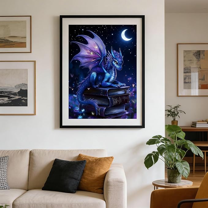 Gemozaic Dragon Diamond Painting Kits for Adults, Fantasy Diamond Art Kits for Adults, Animal Gem Painting Kit for Adult for Gift Home Wall Decor, 12x16 Inch