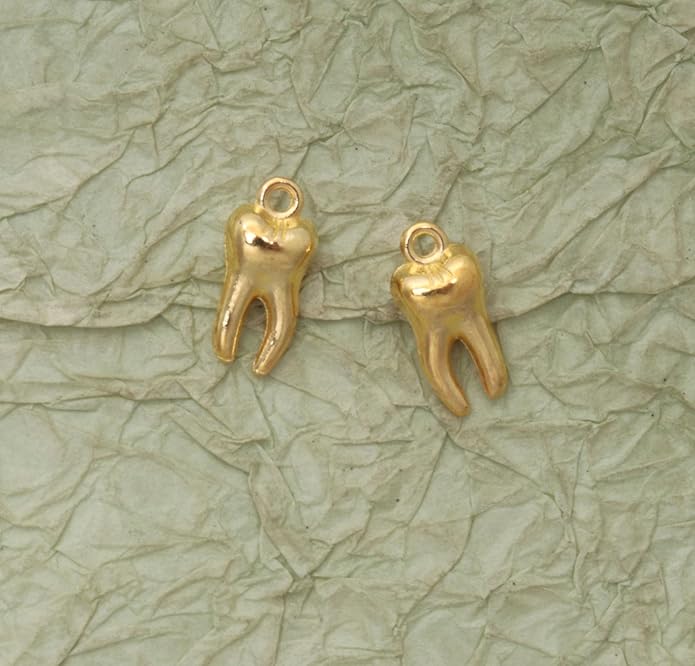 30 Pcs Teeth Charms 1.5 x 0.7 x 0.5 cm Metal Cute Small Tooth Pendants for Women DIY Jewelry Making Supplies Necklace Bracelets Findings Kit Bulk Decoration