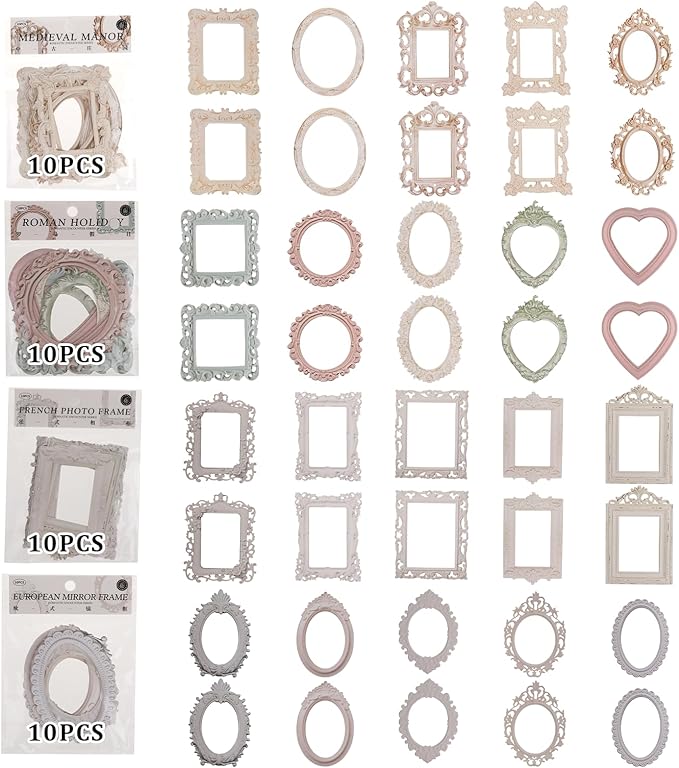 40Pcs Scrapbook,Lace Frames Scrapbook Paper Scrapbooking Lace Frames and Borders Vintage Scrapbook Cutouts Paper Lace for DIY Junk Journal Crafts Journaling Scrapbook Supplies