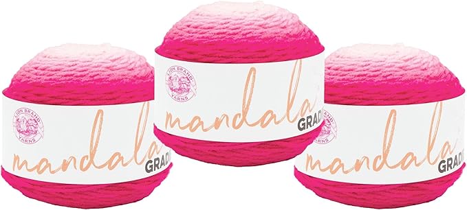 Lion Brand Yarn Mandala Gradient, Multicolor Yarn for Knitting, Crochet and Crafting, Hot Pink, 3 Pack