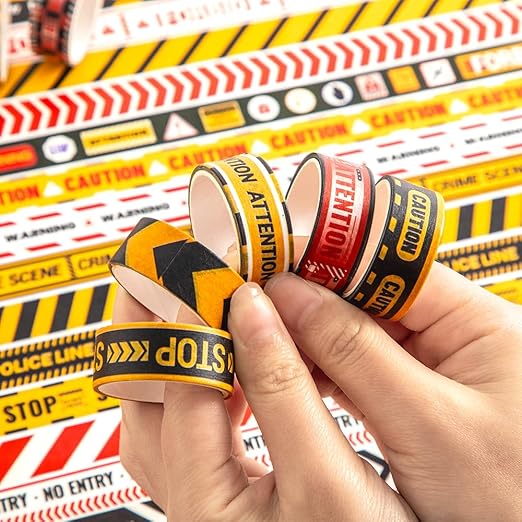 30 Rolls Warning line Theme Washi Tape Set, Writable Decorative Tapes for Scrapbooking, Junk Journal Supplies, Bullet Journaling, 0.6"x79" per Roll