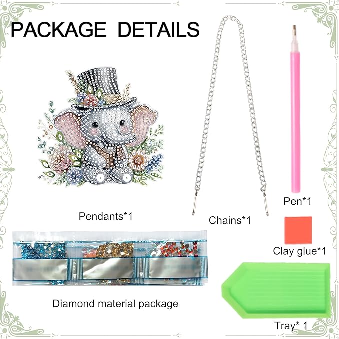 Tontut 5D DIY Diamond Art Painting Pendant kit, hat Elephant Special-Shaped Hanging Crystal Window Pendant kit, Adult Gift Home Curtains, Yard Door Decoration