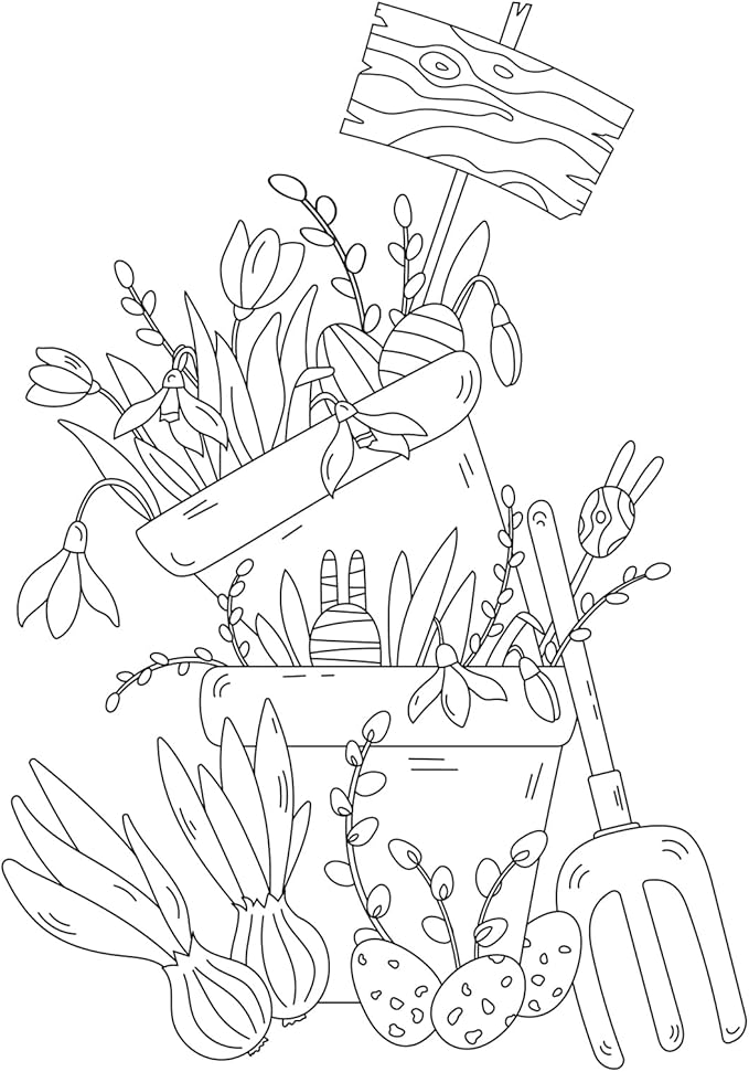 Spring Theme Adult Coloring Book - 9x12 Inch Large Single-Sided Pages, 200gsm Thick Paper for Markers & Watercolor, Easter Gift for Women - Coloring Books for Adult Relaxation
