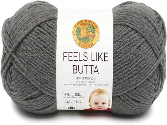 Lion Brand Yarn, Feel Like Butta Velvety Soft Yarn for Knitting, Crochet, and Crafts, Charcoal, 1 Pack, Chenille Like Fiber for Plush Baby Blankets, Amigurumi Toys, and Worsted Weight Sweaters