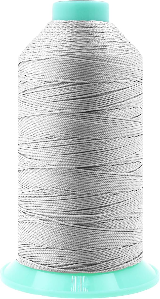 Mandala Crafts Size 277 840D T270 Bonded Nylon Thread - Silver 800 YDs Tex 270 Heavy Duty Sewing Threads for Leather, Jeans, Weaving, Outdoor Marine Upholstery