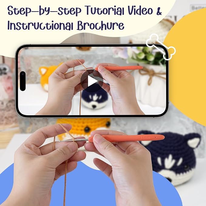 TAKADODO Crochet Kit for Beginners - Learn to Crochet Kits for Adults Beginner with Step-by-Step Video Tutorials - Crochet Kits for Adults and Kids (Dogs)