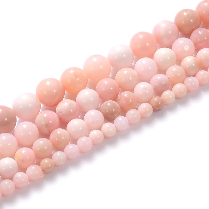 10mm Natural Powder Opal A Gemstone Round Loose Beads Crystal Stone Bracelet Necklace Accessories Crafts for Jewelry Making DIY,1 Strand 15"