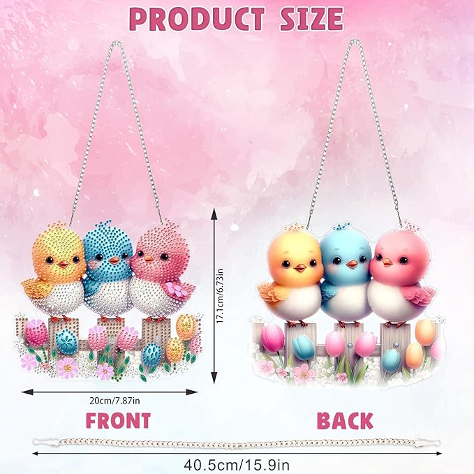 DOMROM Bird Diamond Art Hanging Kits for Adults Beginners, Special Shaped Crystal Diamond Painting Bird Pendant, DIY Diamond Art Suncatchers Animal for Home Garden Wall Decor Gift