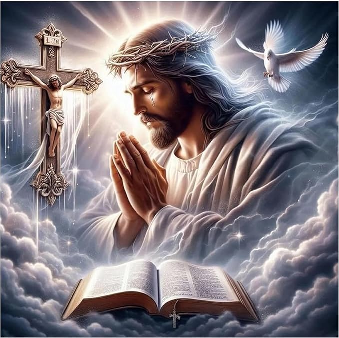 hkejoi Jesus Paint by Numbers Kit for Adults Beginners, Christian Paint by Number for Adults, Religious Painting by Number DIY Acrylic for Gift Home Decor 16x16 in