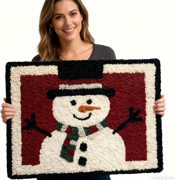 DIY Latch Hook Rug Kit Bichon Frise Dog Stamped Carpet Tapestry 52x38cm Yarn Hooking Crochet Mat Home Floor Decoration