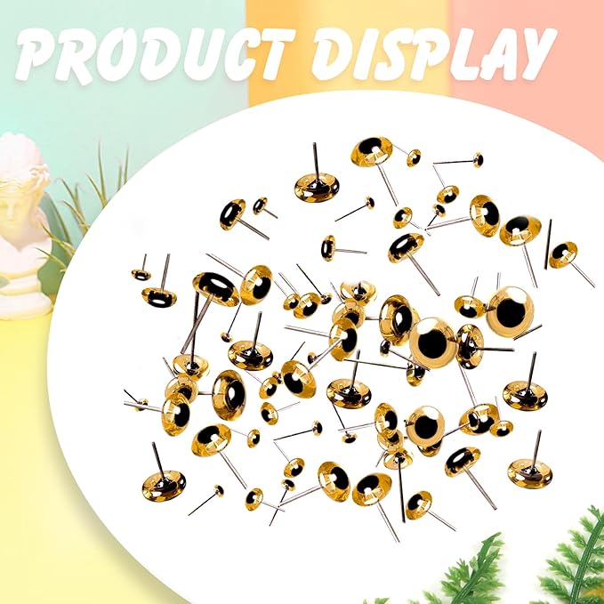 TOAOB 100pcs Yellow Glass Eyes Kits 3mm to 12mm Assorted Sizes for Crafts Needle Felting Decoys Sewing