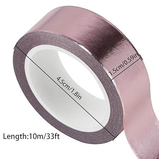 QDiShi Rose Gold washi Tape for Wall Decor Decorative,Foil Masking Tape Low Tack Self Adhesive Decorative Washi Tape Shiny Metallic Color washi Tape 0.59in x66FT