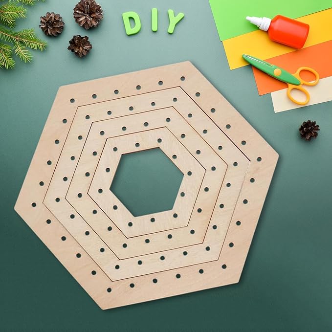 Wood Knitting Loom Kit DIY Weaving Art Easy to Use Weaving Tools Weaving Supplies for Scarf Knitted Crafts Craft Enthusiasts, Hexagonal 4pcs Set