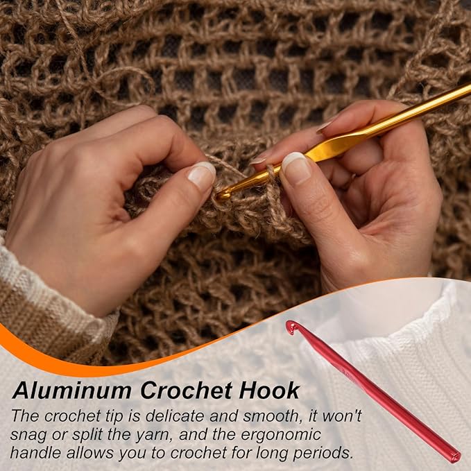 uxcell Aluminum Crochet Hook 8mm US Size L (Size 11) Knitting Needles for DIY Craft Yarn Red 10Pcs