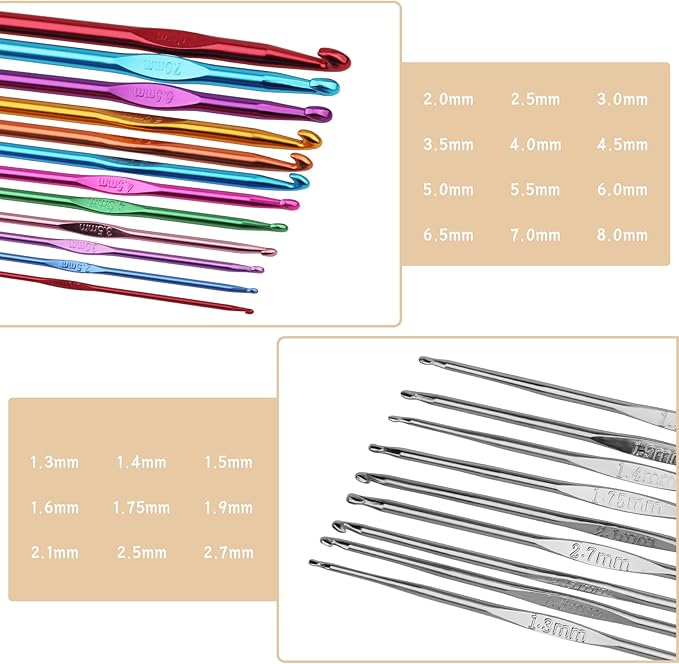 MORFEN 48 Pcs Crochet Hooks Set, 21 Sizes Crochet Needles with Case, Ergonomic Knitting Needles, Crochet Hooks Kit with Crochet Accessories Stitch Markers Blunt Needles for Crocheting Yarn