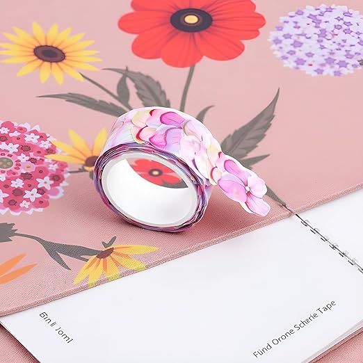Colorful Floral Petal Washi Tape Set – Decorative Masking Tape for Scrapbooking, Journals, DIY Crafts, and School Office Supplies, Cute Flower Stickers, Adhesive Paper Tapes for Aesthetic