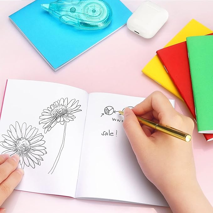 Tamaki 6 Pack Colorful Blank Books for kids to Write, Drawing, Cute Sketchbook for Kid, 6 Colors (4.25 x 5.5 Inches)