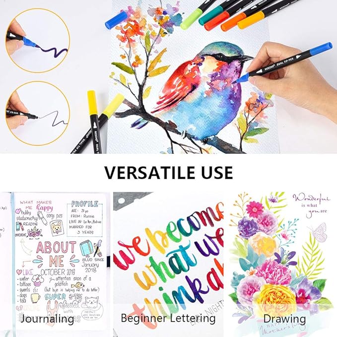 Nicecho 72 Colors Dual Tip Art Markers Pens for Adult Coloring Books, Brush and Fine Tip Coloring Marker for Drawing Journaling Note Taking Lettering