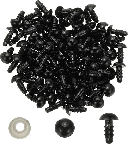 PATIKIL 8mm Black Safety Eyes, 100 Set Plastic Craft Eyes with Washers for Stuffed Animals, Crochet Toys, Dolls, DIY Craft Making