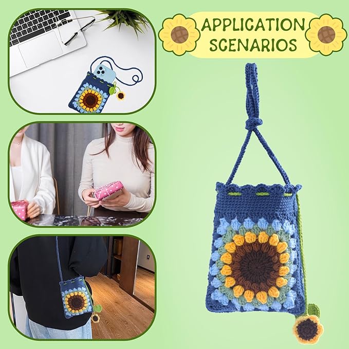 Pnytty Crochet Kit for Beginners, Beginners Crochet Kit-Bag, Crochet Starters Craft Kniting Kits for Adults Include Crochet Yarn Hook Tools Supplies and Easy Step-by-Step Video Tutorials (Blue)