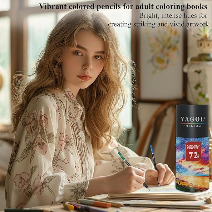 Colored Pencils for Adult Coloring Books, 72 Color Pencil Set, Soft Core Color Pencils for Adult Coloring Book, Coloring Pencils for Adults - Drawing, Sketching, Blending & Shading-Art Supplies.