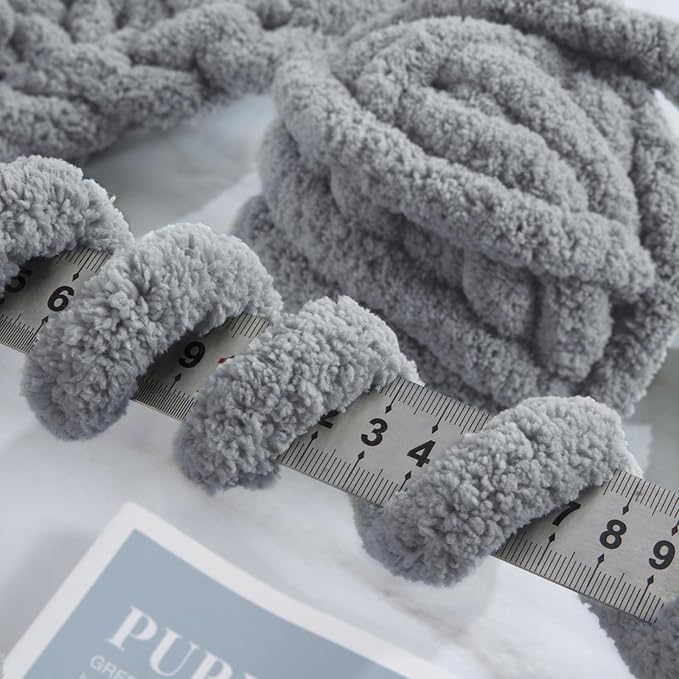 MABOZOO Assorted Chunky Yarn for Crocheting, Hand/Arm Knitting,8 Pack Fluffy Jumbo Chenille, Soft Plush Bulky Yarn,Giant Thick Fuzzy,4 White & 4 Grey, 31.7 Yds/8 Oz Each