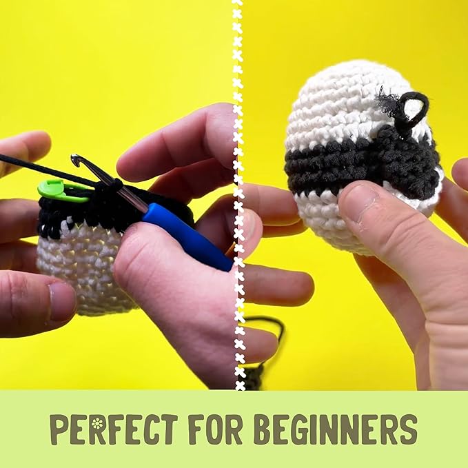 Panda Crochet Kit for Beginners & Adults | DIY Yarn Project for Couples, Teens & Animal Lovers | Complete Kit w/ Hook, Pattern, Step-by-Step Video & Written Guides | Fun Creative Gift (Ages 15+)
