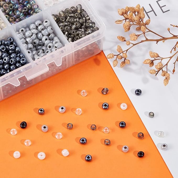 PH PandaHall 1840 Pcs 6/0 4mm 8 Colors Glass Seed Beads Lined Pony Bead Waist Beads Tiny Spacer Czech Beads for Earring Bracelet Necklace Key Chain Jewelry Making