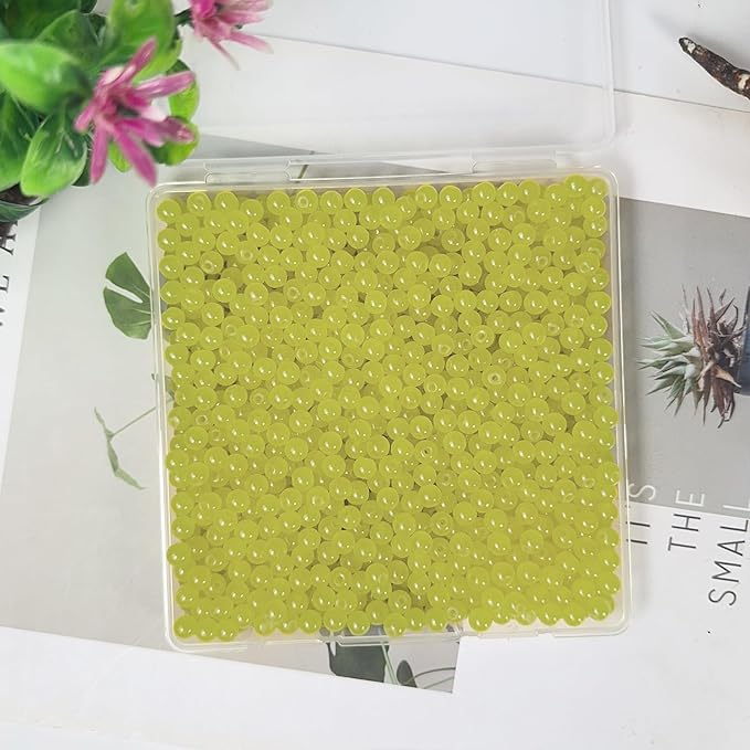 6mm Round Glass Beads for Jewelry Making, 900Pcs Glass Seed Beads for Bracelets, DIY Crafts (Yellow)