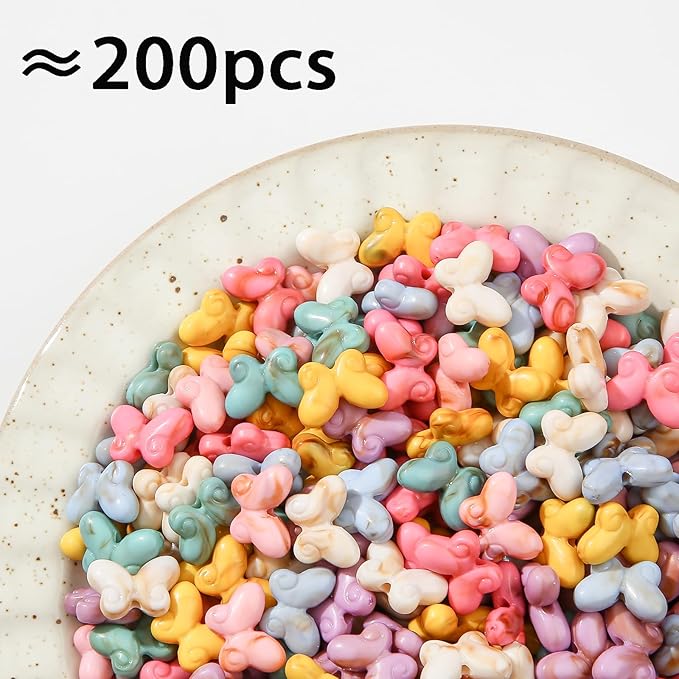 200pcs Acrylic Butterfly Beads Color Butterflies Charms Summer Hawaii Beaded for Jewelry Making Beading Kit Bracelets DIY Supplies (Color Butterfly)