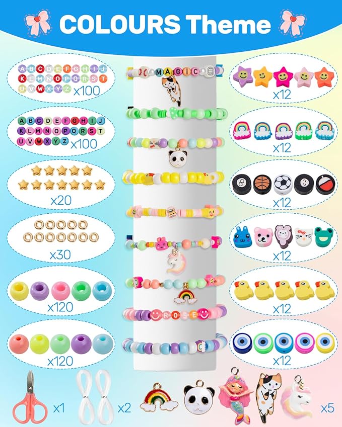 Taybonds Beaded Bracelet Assembly Set, 1400+ Pcs Polymer Clay & Letter Beads with Pearl and Spacer Beads, Aesthetic Jewelry Components for Adult Personal Style