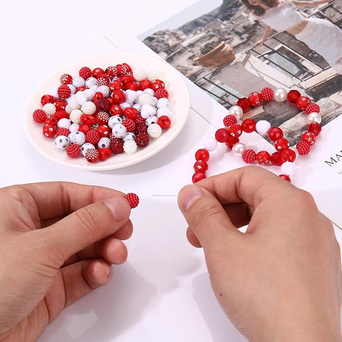 2200PCS+ Game Day Beads Charms for Bracelet Making Polymer Clay Beads Crystal Pearl Letter Gold Spacer Beads Football Charms for Game Day Bracelet Necklace Making DIY Crafts