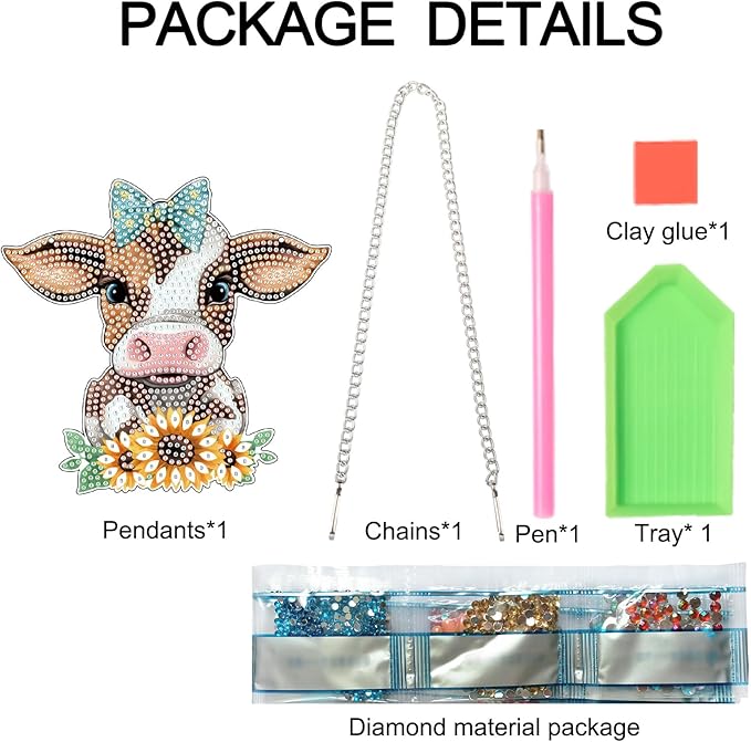 AiYuanzsh Sunflower Cow Diamond Art Hanging Kit, DIY 5D Special Shaped Rhinestones Diamond Art Pendant, Acrylic Diamond Painting Ornament for Window, Wall or Garden Decoration, Handmade Craft Gift