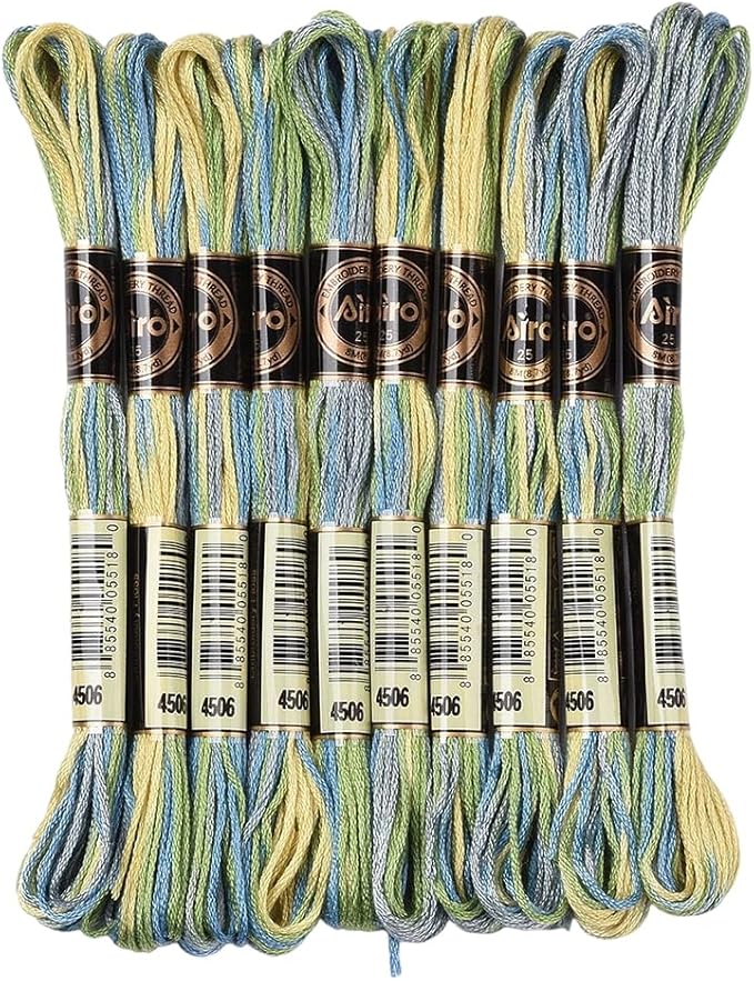 10 Skeins 6 Strands Green Variegated Embroidery Floss Polyester Gradient Cross Stitch Thread Friendship Bracelets Yarn Threads String Bulk for Hand Sewing Jewelry Crafts Bracelet Crochet Diy