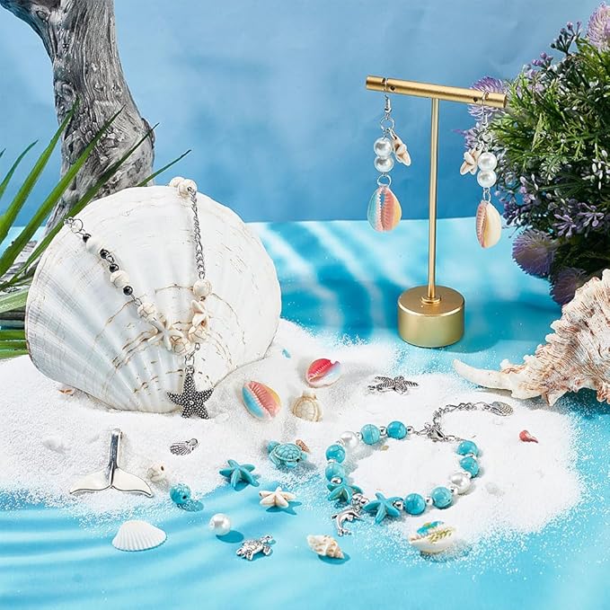 PH PandaHall 208pcs 15 Styles Summer Beach Beads Sea Shell Beads Sea Star Pendants Tortoise Charms Ocean Animal Spacer Beads for Bracelets Earrings DIY Jewelry Making Home Decor Macrame