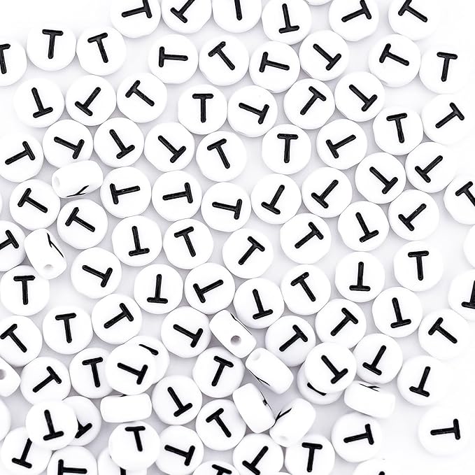 sunrica 300pcs round letter beads for friendship bracelets making 4x7mm individual white alphabet beads t
