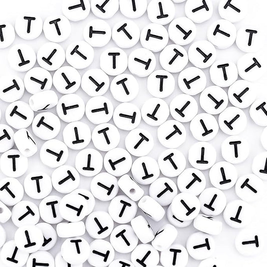 sunrica 300pcs round letter beads for friendship bracelets making 4x7mm individual white alphabet beads t