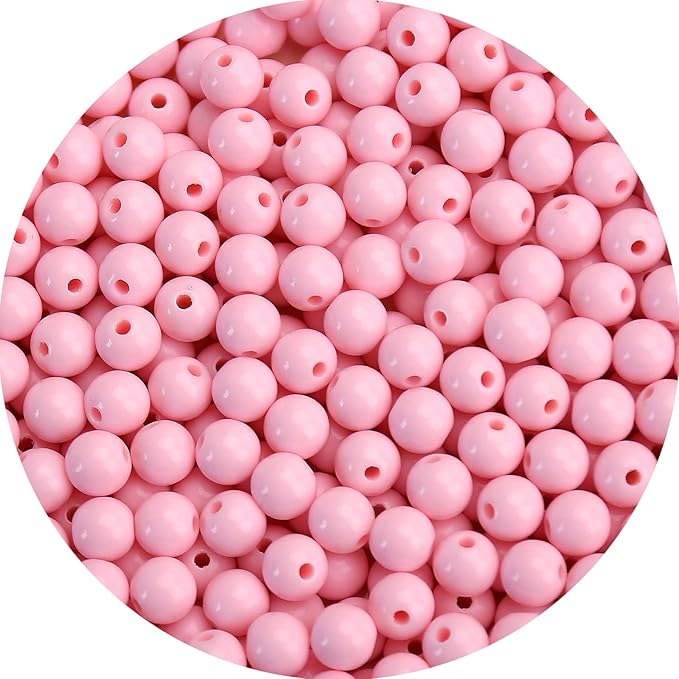 1000pcs 6mm smooth light pink acrylic round beads, round acrylic balls gumball beads, bubblegum beads chunky beads, plastic resin beads for necklace and bracelet making, crafting supplies