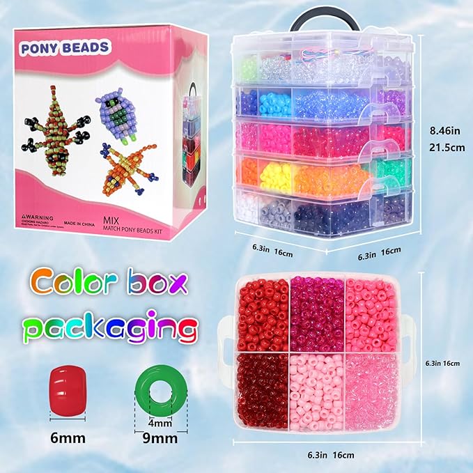 5700Pcs Pony Beads Bulk,30 Colors Rainbow Kandi Bead for Hair Braiding Friendship Bracelet Making Kandi Jewelry Key Chains DIY Crafts Chirstmas Gifts