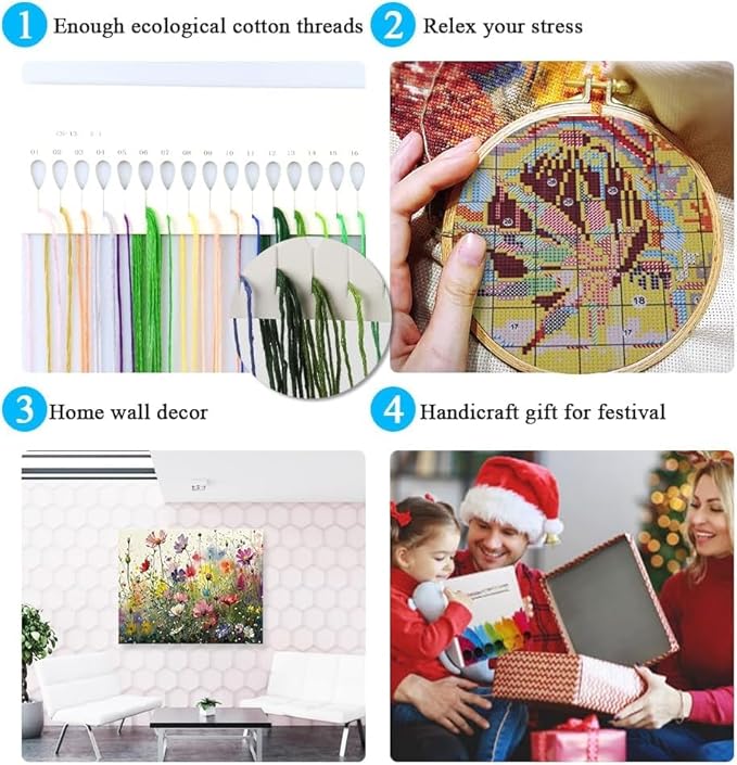 fotasmua cross stitch kits for adults - faith, hope, love wishing bottle stamped cross stitching ornament kits for beginners, counted embroidery needlepoint kit home decor 12 x 16 inch
