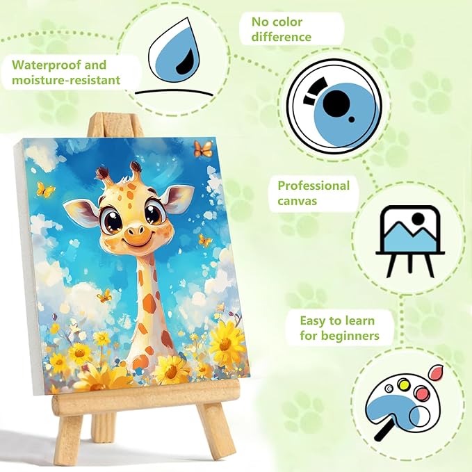 Reivworl Paint by Numbers Kit for Kids - with Frame and Easel, Deer Paint by Number Kids Age 6-8-12 Boys Girls, Paint by Numbers for Gifts and Decor (9.5X12Inch)