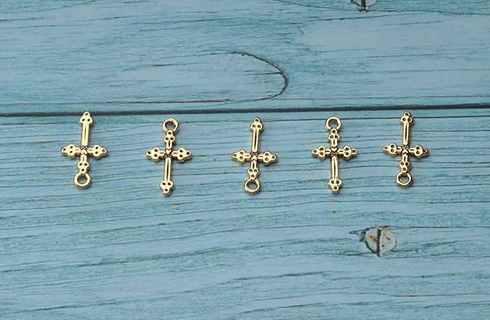 50 Pcs Vintage Crucifix Pendants Beading Charms with Hole Metal Religious Antique Silver Gold Bulk Cross for Jewelry Making Kit DIY Bracelet Necklace Earring Keychain Accessories Supplies