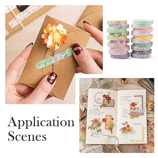 20 Rolls Vintage Flower Washi Tape Set, Rustic Floral Washy Paper Tape Decorative Tape 7mm Wide Assorted Masking Tape Decor Sticker for Scrapbooking Bullet Journal Planner Gift Wrapping DIY Crafts