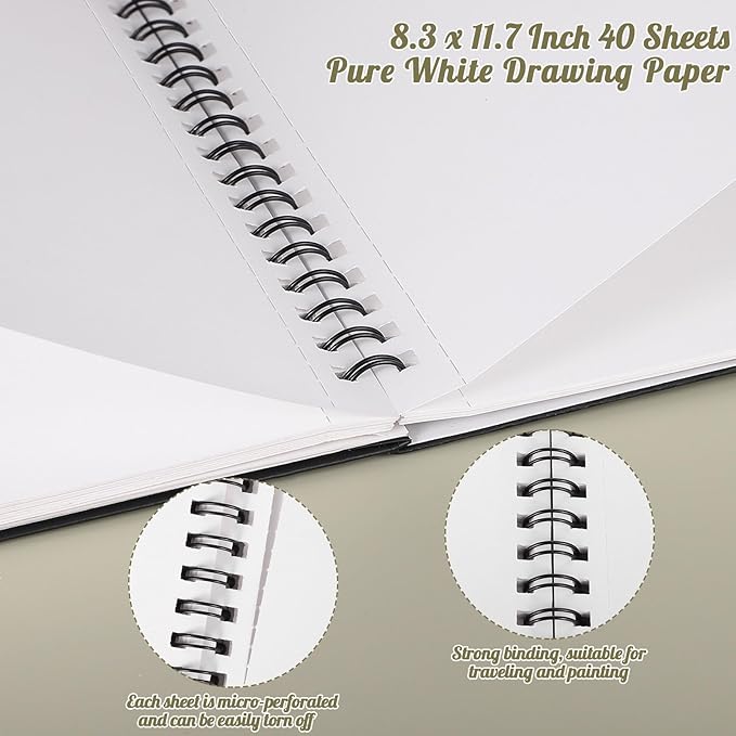 A4 Marker Paper Pad 40 Sheets, 8.3×11.7 Inch Bleedproof Art Sketch Pad, 73lb/120gsm Drawing Paper Spiral Sketch Book, Painting Coloring Alcohol Marker Paper for Beginners, Artists, Gift
